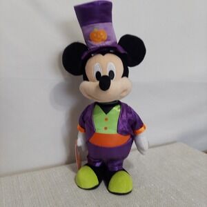 Musical Dancing Disney Halloween Mickey Mouse 15" Plush Purple Tux with Top Hat